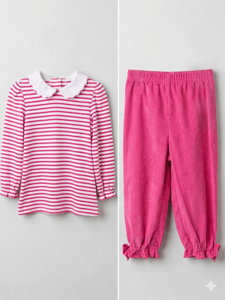 Girls Hot Pink Noelle Corduroy Bow Pants - Sunny Meadow Boutique