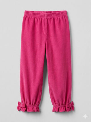 Girls Hot Pink Noelle Corduroy Bow Pants - Sunny Meadow Boutique