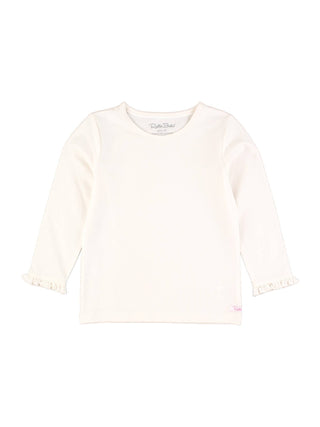 Girls Ivory Knit Long Sleeve Ruffle Sleeve Top - Sunny Meadow Boutique