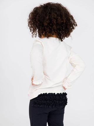 Girls Ivory Knit Long Sleeve Ruffle Sleeve Top - Sunny Meadow Boutique