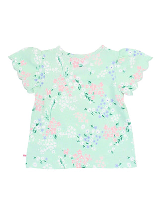Girls Mint Meadow Floral Knit Short Sleeve Scallop Tee - Sunny Meadow Boutique