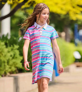 Girls Mixed Stripes Cotton Polo Dress - Sunny Meadow Boutique