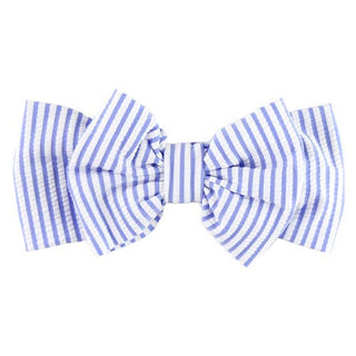 Girls Periwinkle Blue Seersucker Swim Bow Headband - Sunny Meadow Boutique