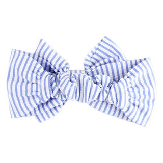 Girls Periwinkle Blue Seersucker Swim Bow Headband - Sunny Meadow Boutique