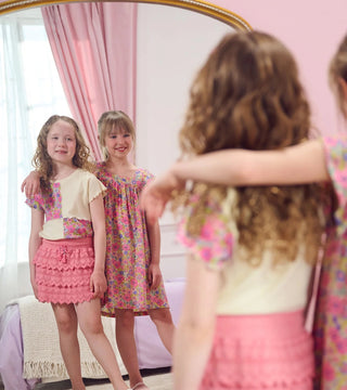 Girls Pink Hearts Floaty Skort - Sunny Meadow Boutique