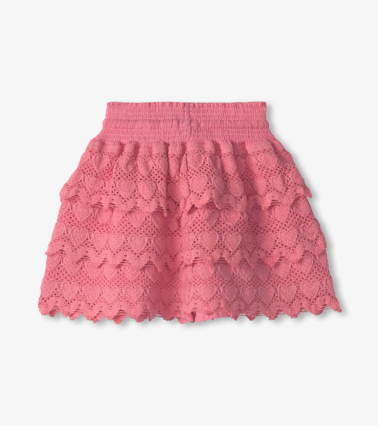 Girls Pink Hearts Floaty Skort - Sunny Meadow Boutique
