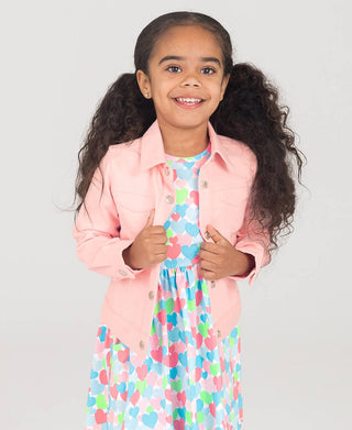 Girls Pink Stretch Denim Jacket - Sunny Meadow Boutique