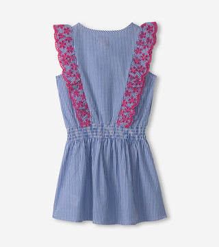 Girls Pinstripe Ruffle Dress - Sunny Meadow Boutique