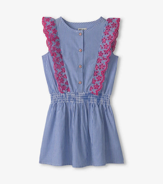 Girls Pinstripe Ruffle Dress - Sunny Meadow Boutique
