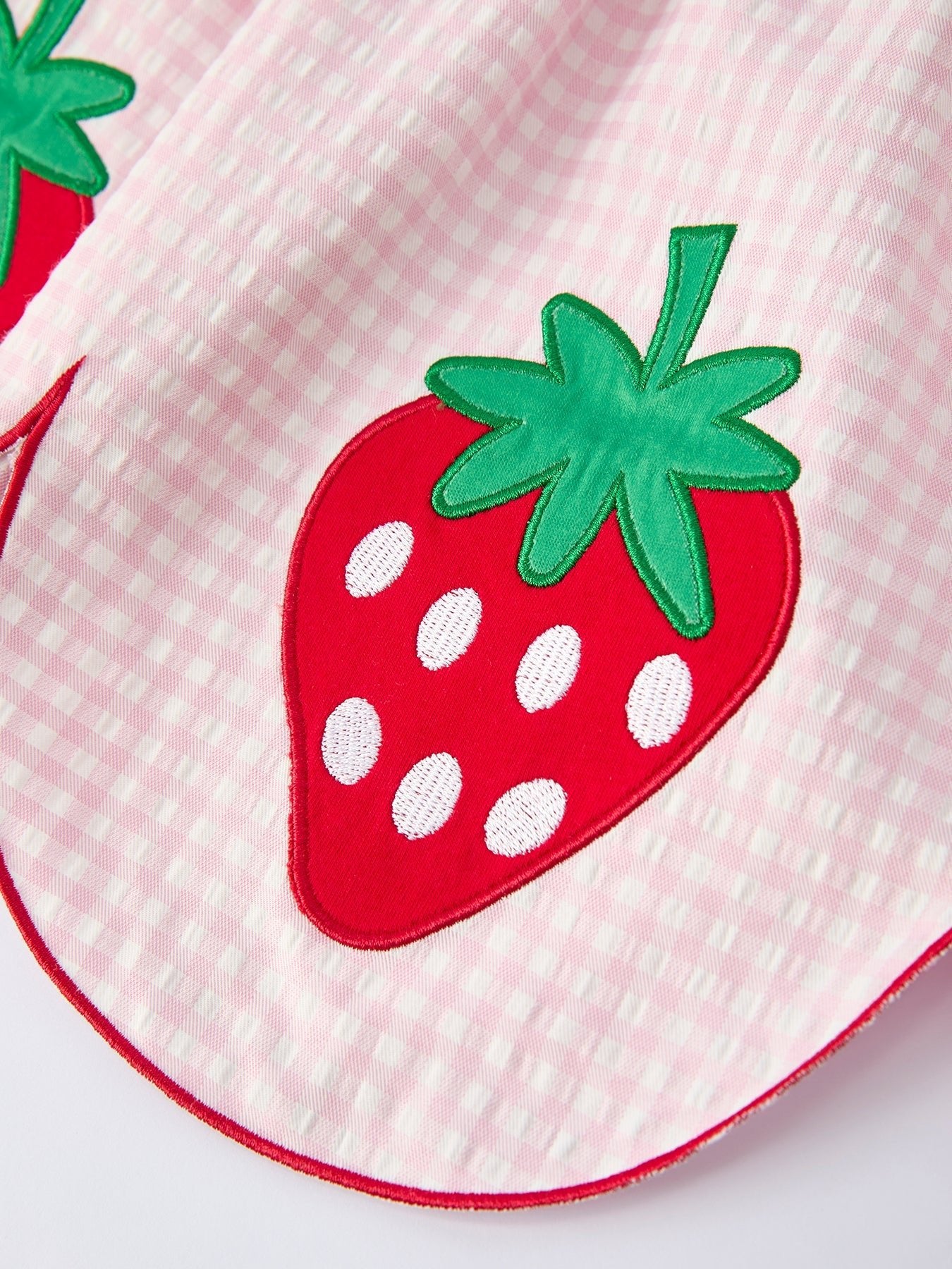 Girls' Plaid Smocked Strawberry Applique Dress - Sunny Meadow Boutique