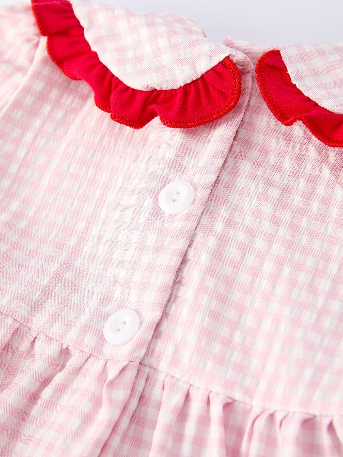 Girls' Plaid Smocked Strawberry Applique Dress - Sunny Meadow Boutique