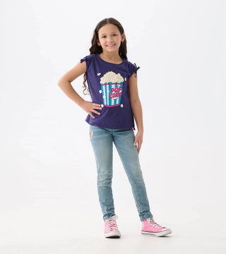 Girls Pop Corn Cinched Cinched Shoulder Top - Sunny Meadow Boutique
