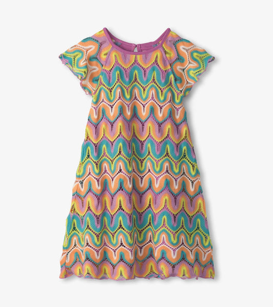 Girls Rainbow Waves Crochet Dress - Sunny Meadow Boutique