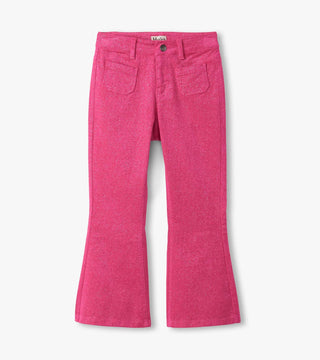 Girls Raspberry Rose Patch Pocket Flared Pants - Sunny Meadow Boutique