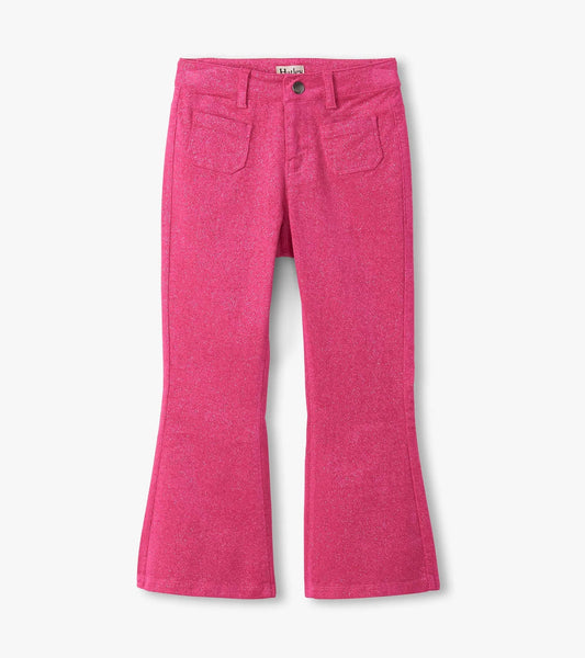 Girls Raspberry Rose Patch Pocket Flared Pants - Sunny Meadow Boutique
