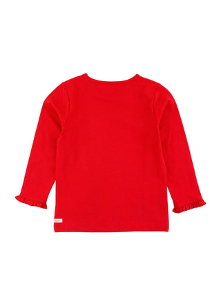 Girls Red Knit Long Sleeve Ruffle Sleeve Top - Sunny Meadow Boutique