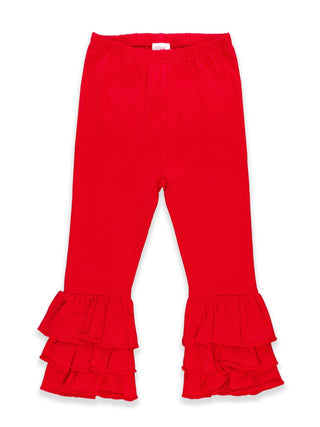 Girls Red Ruffle Flare Pants - Sunny Meadow Boutique