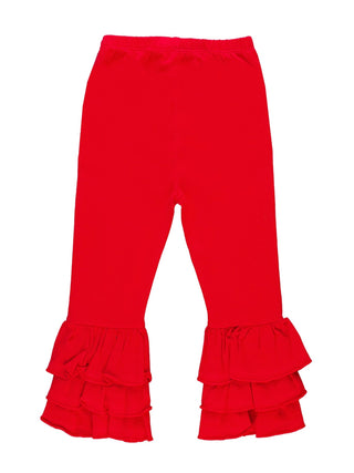 Girls Red Ruffle Flare Pants - Sunny Meadow Boutique