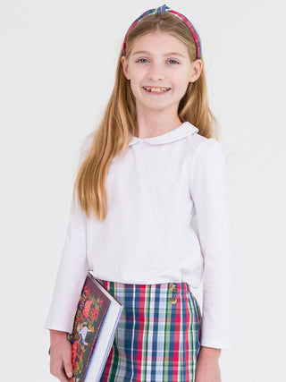 Girls White Peter Pan Collar Long Sleeve Top - Sunny Meadow Boutique
