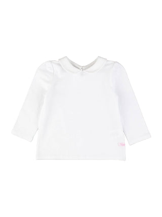 Girls White Peter Pan Collar Long Sleeve Top - Sunny Meadow Boutique