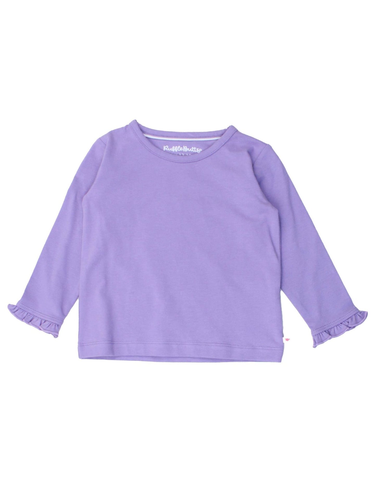 Girls Wisteria Purple Knit Long Sleeve Ruffle Sleeve Top - Sunny Meadow Boutique