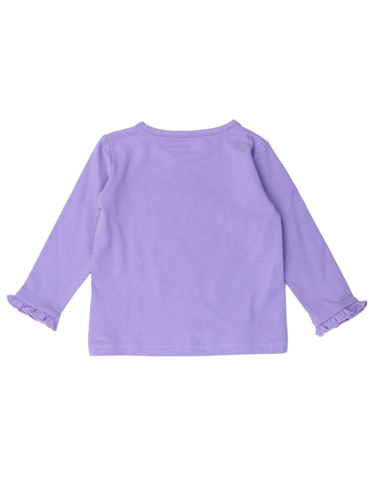Girls Wisteria Purple Knit Long Sleeve Ruffle Sleeve Top - Sunny Meadow Boutique