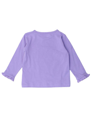 Girls Wisteria Purple Knit Long Sleeve Ruffle Sleeve Top - Sunny Meadow Boutique