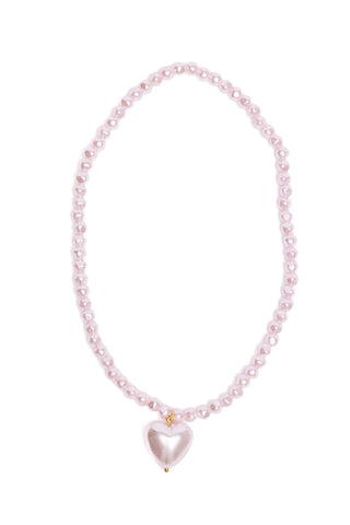 Great Pretenders Girls Pink Pearl & Heart Charm Necklace - Sunny Meadow Boutique