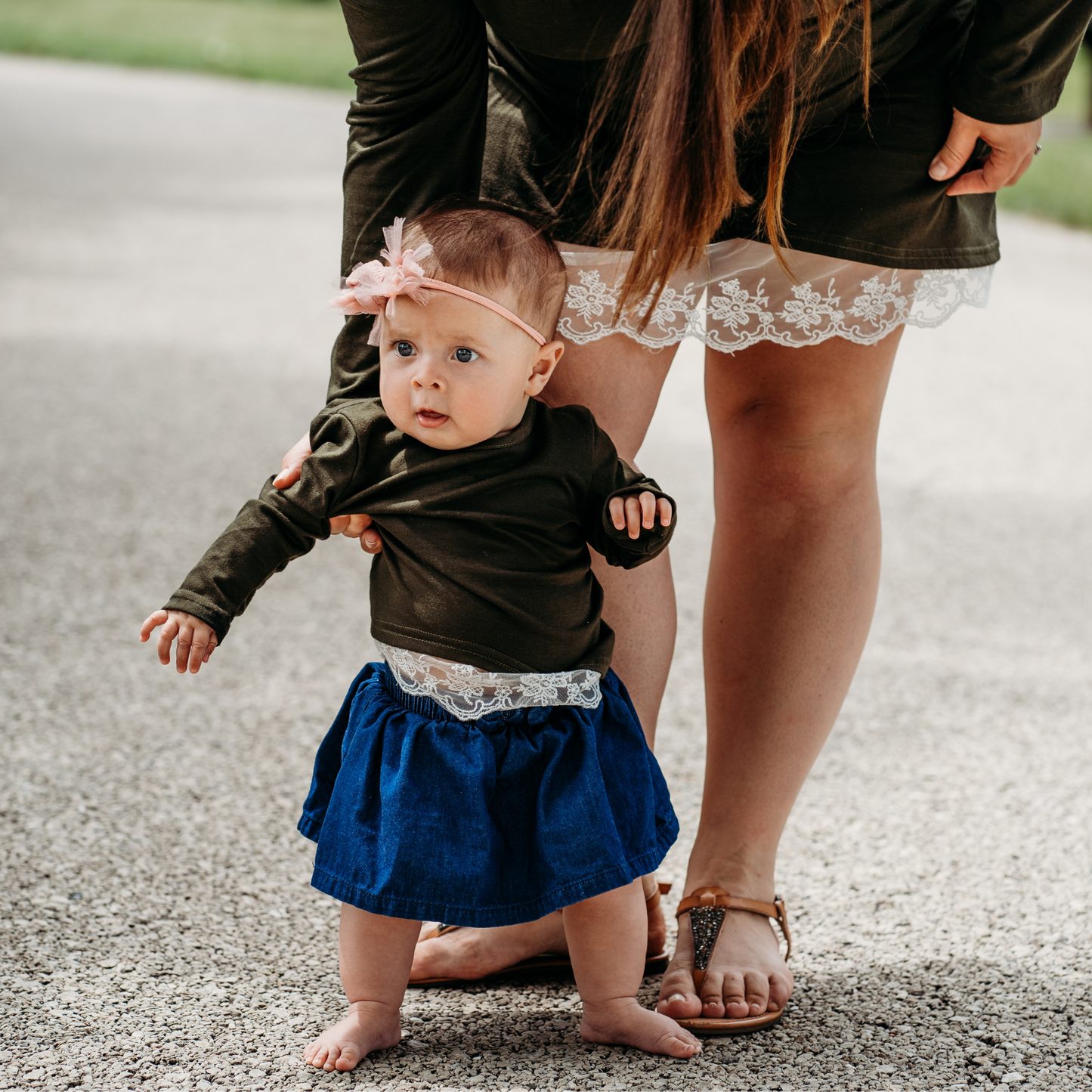 Olive Green Lace Mommy & Me Tops - Women