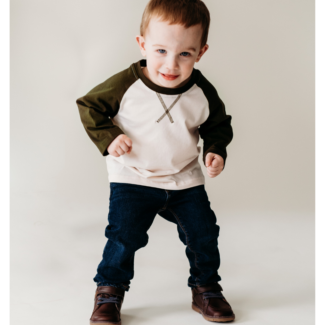 Raglan Baseball Tee Green - Child