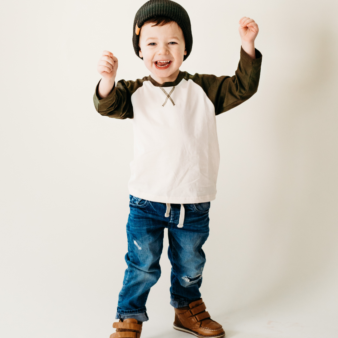 Raglan Baseball Tee Green - Child