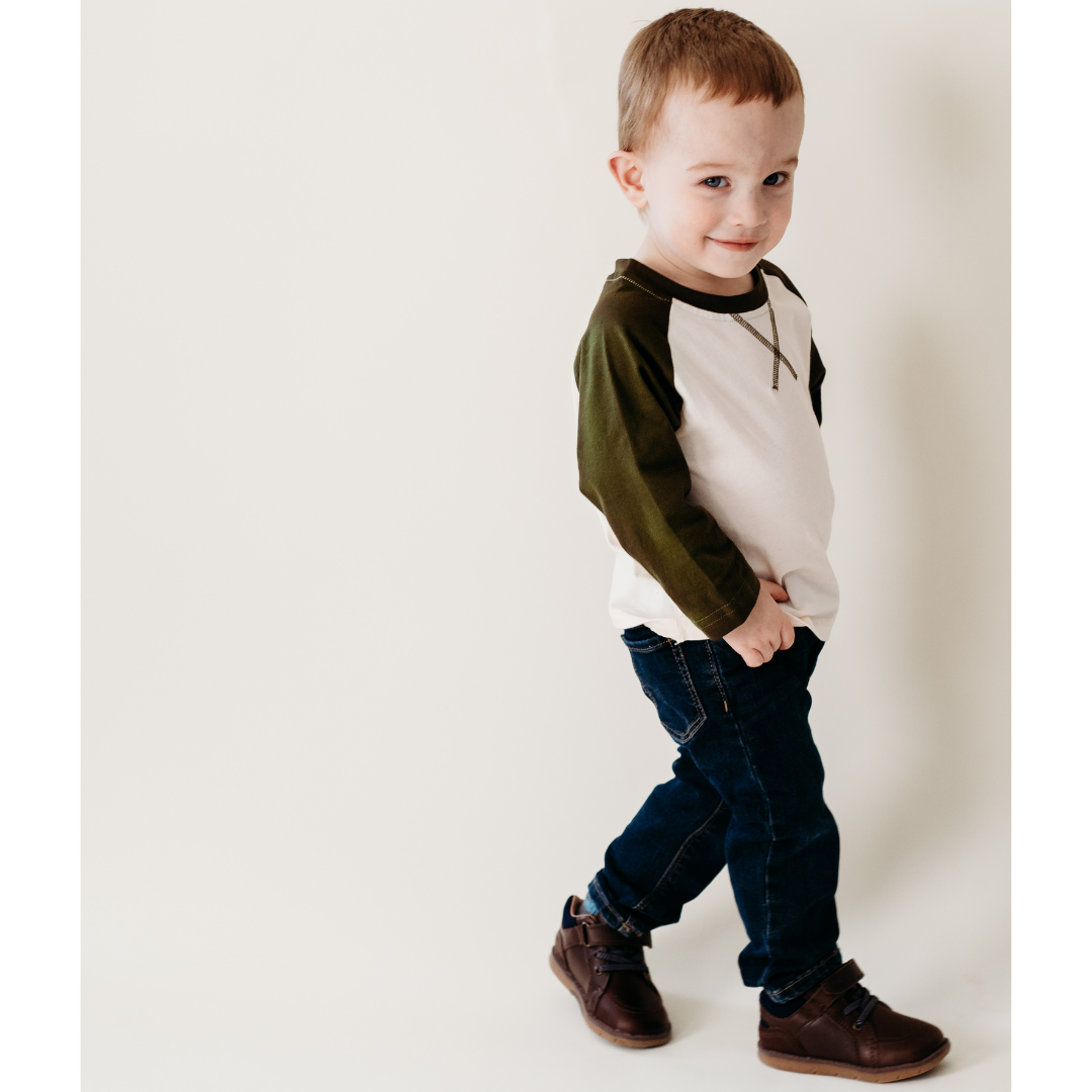 Raglan Baseball Tee Green - Child