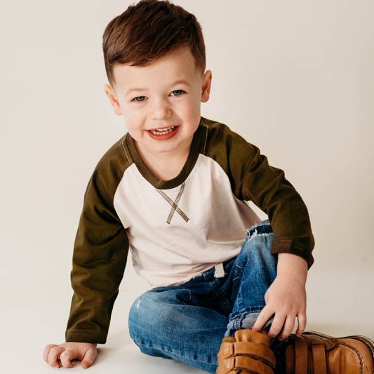 Raglan Baseball Tee Green - Infant