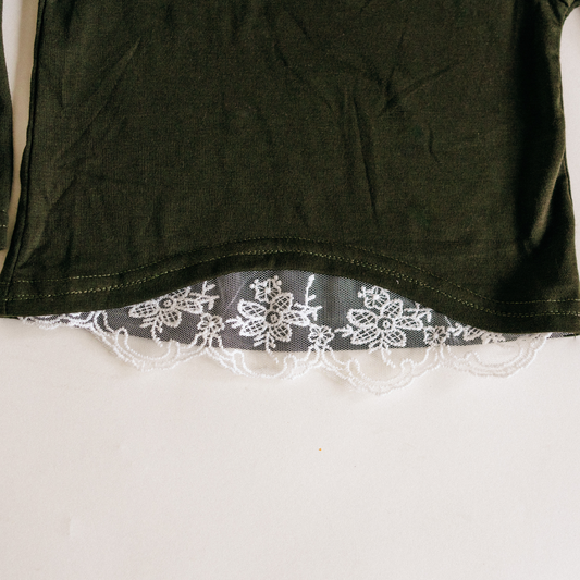 Olive Green Lace Mommy & Me Tops - Infant