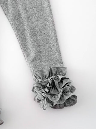 Grey Milk Silk Ruffled Solid Icing Legging - Sunny Meadow Boutique