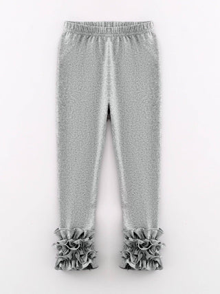 Grey Milk Silk Ruffled Solid Icing Legging - Sunny Meadow Boutique