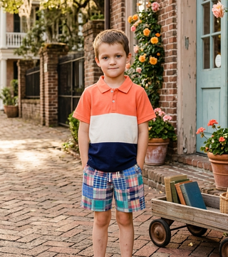 Hatley Boys Flamingo Color Block Polo Shirt - Sunny Meadow Boutique