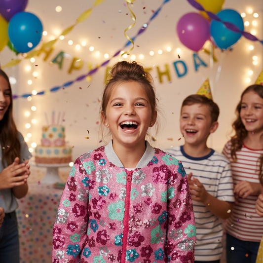 Hatley Girls' Daisy Sequins Bomber Jacket - Magenta - Sunny Meadow Boutique