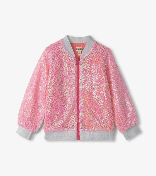 Hatley Girls' Pearl Mermaid Sequined Bomber Jacket - Pink Shell - Sunny Meadow Boutique