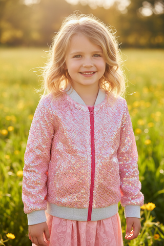 Hatley Girls' Pearl Mermaid Sequined Bomber Jacket - Pink Shell - Sunny Meadow Boutique
