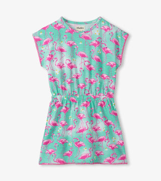 Hatley Girls' Whimsical Flamingos Cinched Waist Relaxed Dress - Sunny Meadow Boutique