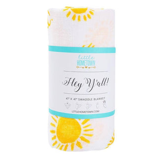 Hey Y'all! Swaddle Baby Muslin Swaddle Receiving Blanket - Sunny Meadow Boutique