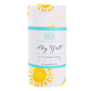 Hey Y'all! Swaddle Baby Muslin Swaddle Receiving Blanket - Sunny Meadow Boutique