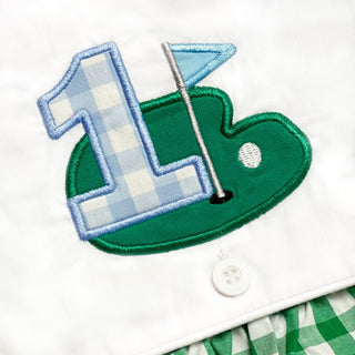 Hole - In - One First Birthday Boys Reversible Golf Bubble - Sunny Meadow Boutique