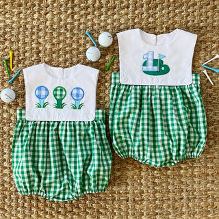Hole - In - One First Birthday Boys Reversible Golf Bubble - Sunny Meadow Boutique