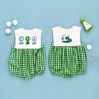 Hole - In - One First Birthday Boys Reversible Golf Bubble - Sunny Meadow Boutique