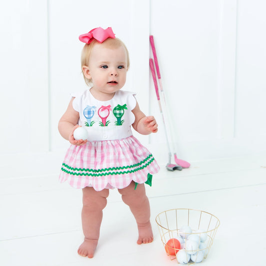 Hole - In - One First Birthday Girls Reversible Golf Bubble - Sunny Meadow Boutique