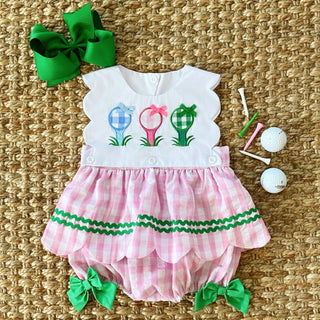 Hole - In - One First Birthday Girls Reversible Golf Bubble - Sunny Meadow Boutique