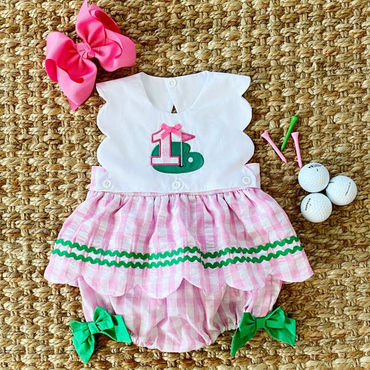 Hole - In - One First Birthday Girls Reversible Golf Bubble - Sunny Meadow Boutique