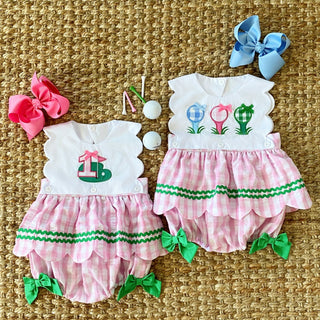 Hole - In - One First Birthday Girls Reversible Golf Bubble - Sunny Meadow Boutique